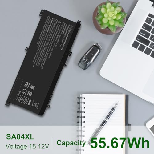 SA04XL SAO4XL Battery for HP Envy X360 15m-ds0011dx 15m-dr0012dx 15m-dr0011dx 15m-ds0xxx 15m-dr0xxx 15t-dr100 15m-dr1xxx 17t-cg100 17-cg100 15M-DR 15M-DS SA04055XL L43267-005 L43248-AC2 HSTNN-OB1F - size: 10.04*3.94*0.2inch