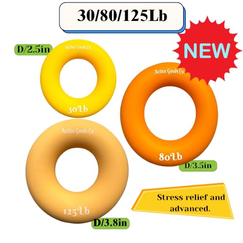 Hand Exerciser - PROFESSIONAL GRADE, Set or Single, Different Sizes. Visit to see more! Bague classique en silicone parfaite pour améliorer la force, la puissance et la vitesse dans les poignets. - size: 2 Set - 30-80-125 lb