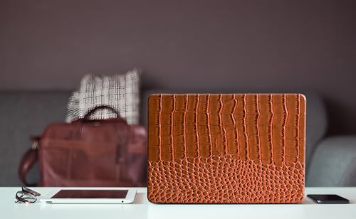 Crocodile Case for MacBook Air 13 inch M1 2022 2021 2020 2019 2018 A2337 A2179 A1932, Crocodile MacBook Air M1 Case, Aligator Skin Snakeskin PU Leather Hardshell & Keyboard Cover, Brown - color: # Shiny Brown Crocodile
