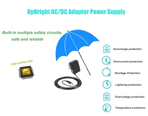 UpBright 9.5V AC/DC Adapter Compatible with Casio Casiotone CT-S200 CT-S300 CT-S100 CT-X800 CT-S200BK CT-X700 LK-S250 61-Key Keyboard Piano AD-E95100L ADE95100L LAD-6A LAD-6 9.5VDC 1A Power Supply PSU