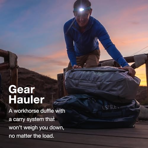 Osprey Transporter Lightweight Travel Duffel Bag - Extra Large Water Resistant Durable Gear Bag for Men and Women - color: Glow Dew-torrent Blue, style: 65l