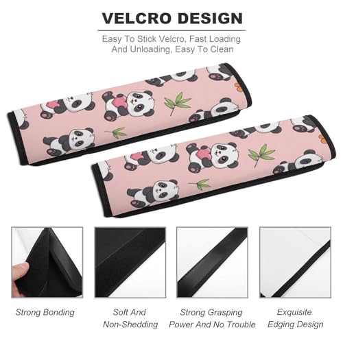 2PCS Cute Panda Leaves Pink Print Car Seat Belt Pad Universal Fit Seat Belt Covers Cushion for Kids, Car Seats Pushchair Strollers High Chair Pushchair, Easy Install (No Tool) - color: Pattern 1065