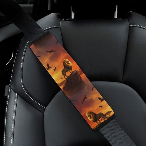 2PCS Animal Cool Lion Seat Belt Cover Breathable Seat Belt Cushion for Adults and Children, All Vehicles, Comfortable Driving - color: Pattern 999