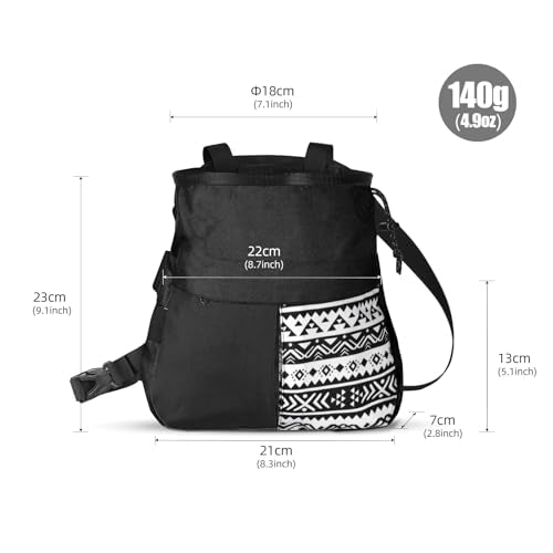 Drfeify Mountaineering Chalk Bag, Large Capacity Travel Bag with Independent Front Pocket, Outdoor Sports Gear for Climbers Hikers - size: Large Black