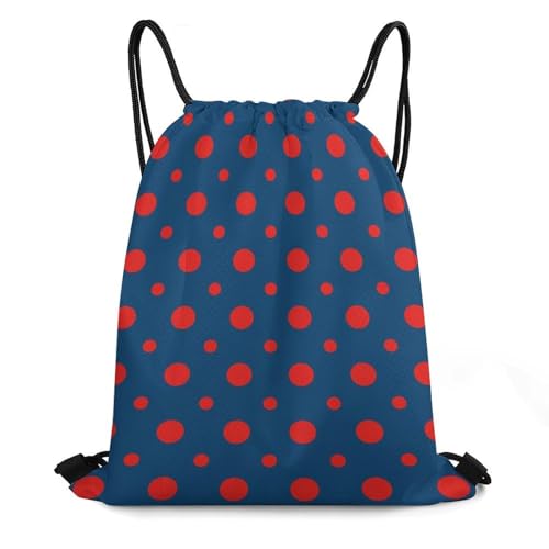 Travel Drawstring Backpack Theft Proof Cinch Sack Water Resistant Sackpack for Camping Hiking Outdoor Sports, Phish Red Donut Circles On Blue Bags - color: Picture (32)