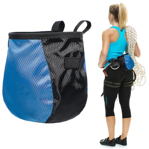 2 Pcs Large Capacity Rock Climbing Chalk Bags with Drawstring Closure and Hard Brim, Polyester Chalk Containers for Outdoor Sports and Rock Climbing