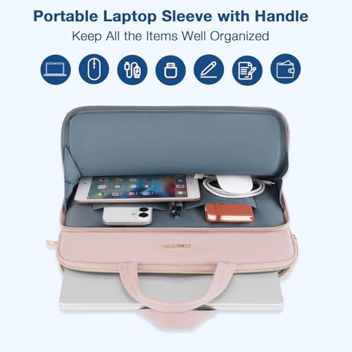 MOSISO Laptop Case 16 inch, 15-15.6 inch Laptop Sleeve, Pink | Compatible with MacBook Pro 16 M5 M4 M3 M2 M1, HP Dell Acer Lenovo ASUS Notebook, Wheat Ear Quilted Bag with Handle&Pocket - color: Pink, size: 16 inch