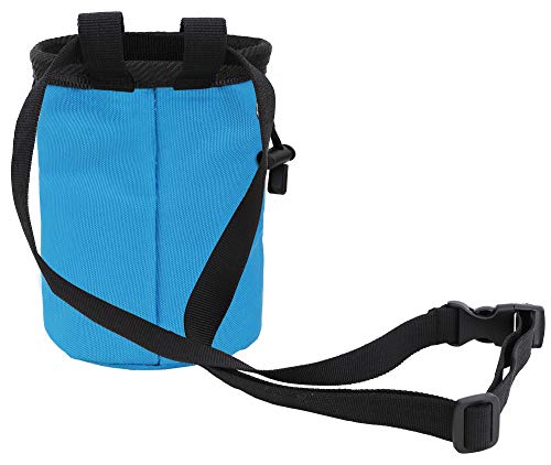 AMC Rock Climbing Panda Embroidered Chalk Bag with Zipper Pocket - color: Blue