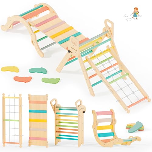 10-in-1 Pikler Triangle Set, Climbing Toys for Kids Rose Garden - color: Rose Garden