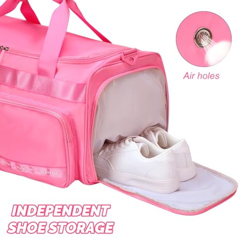 MAXTOP Gym Bag for Women Men Travel Duffle Bag Large Capacity Carry On Weekender Overnight Bag With Shoe Compartment Gym Tote Dry Wet Separation Duffel Bag for Travel - color: Rose, style: Gym Bag