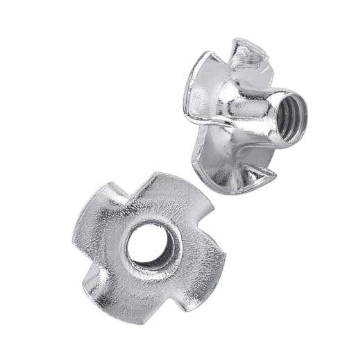 50pcs T Nuts,Zinc Plated Carbon Steel 4-Pronged Tee Nut for Wood, Rock Climbing Holds, Furniture (M4 (50 Pieces/Package)) - size: M4 (50 pieces/package)