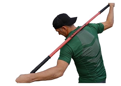 Stretch Stick, flexibility trainer, and mobility aid - color: Cherry, size: 54 inches