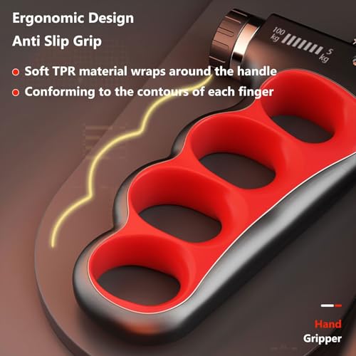 Grip Strength Trainer Forearm Strengthener 11-220 lbs Adjustable Resistance | Automatic Counting, Ergonomic Design, Ideal Device for Grip Strengthening, Arthritis Relief, Hand Physical Therapy & Rehab - color: Orange