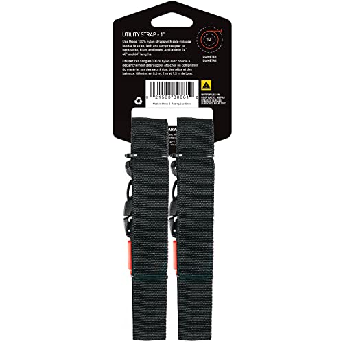 GEAR AID Utility Straps with Side-Release Buckle, Secure and Compress Camping, Biking, Hunting, Boating Gear, 1" Width, 40" Length - size: 1" x 40", style: 2 Straps