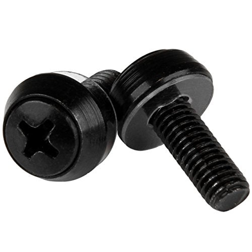 StarTech 50-Pack M6 12mm Mounting Screws, Black Steel, 19in & 10in, TAA | Fits cabinets and enclosures, Mounts servers and AV gear, GSA Schedule purchases - color: Black, size: 50-pack, style: Screw only