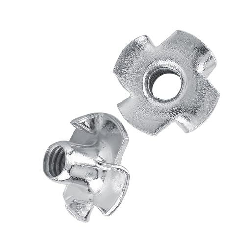 50pcs T Nuts,Zinc Plated Carbon Steel 4-Pronged Tee Nut for Wood, Rock Climbing Holds, Furniture (M4 (50 Pieces/Package)) - size: M4 (50 pieces/package)