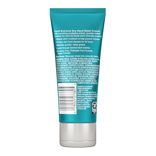 Curel Extreme Dry Hand Dryness Relief, Travel Size Hand Cream, Easily Absorbed for Long-Lasting Relief after Washing Hands, with Eucalyptus Extract, 3 Ounces (Pack of 2) - size: 3 Fl Oz (Pack of 2)