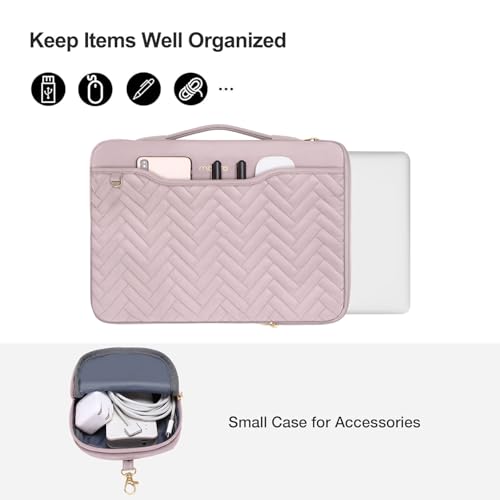 MOSISO 14 inch 360 Protective Laptop Case, 14 inch Laptop Sleeve, Pink | Compatible with HP Lenovo Dell ASUS Acer, HP Stream, Dell Latitude, Lenovo, Rectangle Quilted Bag & Pocket & Small Case - color: Pink, size: 14 inch