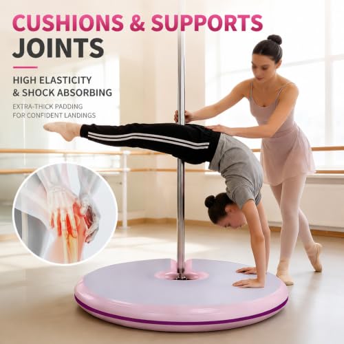 Pole Dance Crash Mat, Inflatable Safety Cushion, Folding Crash Exercise Pad, Non-Slip Base, Waterproof, Manual Pump Included for Home & Studio - size: 150*10cm/59.1*3.94in