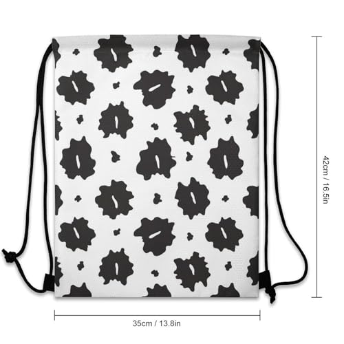Beam Backpack Drawstring Sack Large Capacity for Soccer Basketball Sports Workout Equipment Travel, Cow Spot Bags - color: Picture (24)