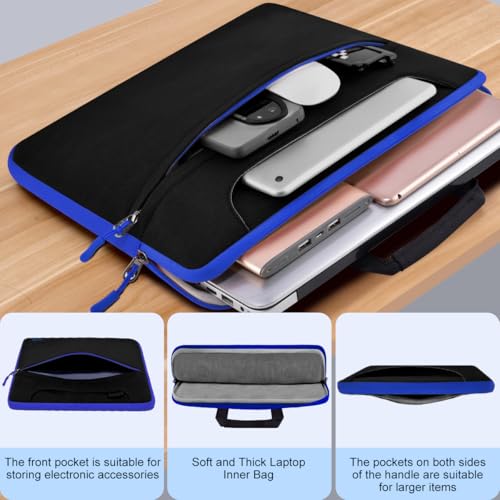 Hseok Laptop Shoulder Bag 17-17.3 inch Case, Durable Shockproof Protective Briefcase with Multi-Pockets Compatible with Lenovo Most 17-17.3 inch HP Acer Dell ASUS MSI Notebooks,Black-blue - color: Black-blue, size: 17-17.3"