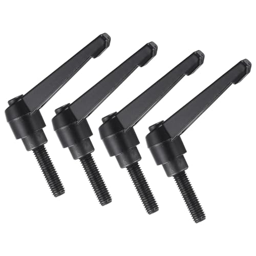 uxcell 4pcs Clamping Lever Handles, M8 x 25mm Black Oxide Carbon Steel Threaded Male Stud, Adjustable Handles Locking Quick Release Ratchet Push Button Bolt Knobs, Black - size: M8 x 25mm