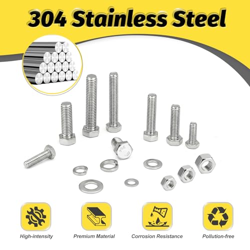 35 Sets 1/4-20x1/2 Bolt and Nut Set, Flat & Lock Washers Included,140PCS | 304 Stainless Steel 1/4-20 Bolt, Precision Fasteners Mechanical Assembly Equipment Repair & DIY - size: 1/4-20x3/4" 30sets