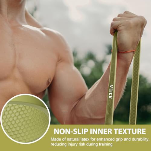 VEICK Pull Up Assist Resistance Bands for Home Gym | 100% Natural Latex, Non Slip Leather Texture, Space Saving, Versatile for Full Body Training, Home Gym - color: Green Set of 4 (0.3-1.1in)
