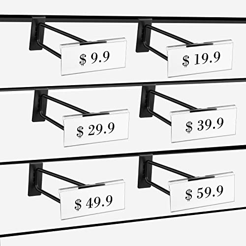 Oudain 8 Inch Slatwall Hooks with Label Holder,100 Pcs | Slot Board Accessories, Slatwall Panel Display, Black Metal Hangers, for Garage Shop Retail Display