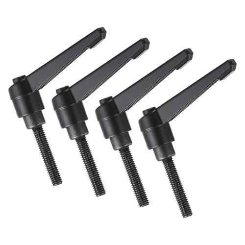 uxcell 4pcs Clamping Lever Handles, M6 x 30mm Black Oxide Carbon Steel Threaded Male Stud, Adjustable Handles Locking Quick Release Ratchet Push Button Bolt Knobs, Black - size: M6 x 30mm