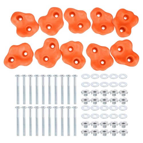 PATIKIL Rock Climbing Holds, Climbing Rock Wall Grips Play Set - color: Orange Red, size: B-Large