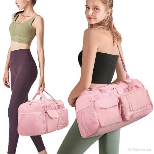 MAXTOP Gym Bag for Women Men Travel Duffle Bag Large Capacity Carry On Weekender Overnight Bag With Shoe Compartment Gym Tote Dry Wet Separation Duffel Bag for Travel - color: All Pink, style: Gym Bag