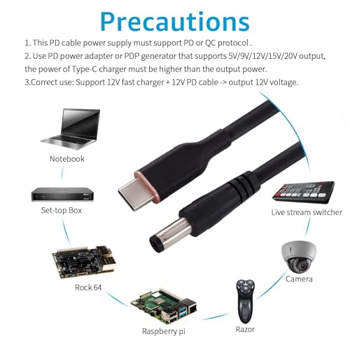 DSD TECH MagicConn SH-CP12B USB Type C PD to DC Power Cable(55x21)-12V - style: 12V