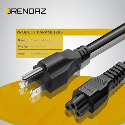 3 Prong Power Cord Replacement C5 Power Cable for Computers, TV, Monitors, Compatible with LG, Samsung, Dell, HP, Acer, Asus - NEMA 5-15P to C5 - Mickey Mouse Connector (3-Feet) - size: 3-Feet