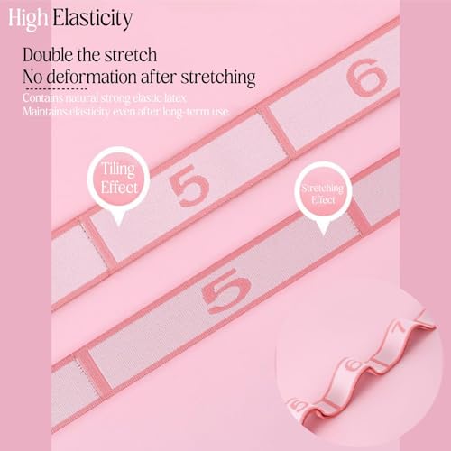 Multi-Loop Stretch Band - Yoga, Pilates, Ballet, and Physical Therapy Stretching Strap for Flexibility, Leg Stretching, and Exercise - Durable Stretching Equipment - color: Light Pink - 12 Loops