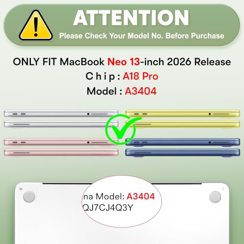 May Chen for MacBook Neo 13 inch Liquid Retina Display ((2026 Release A3404), Slim & Lightweight Protective Case with Screen Protector&Keyboard Cover&Dust Plug, Crystal Clear - color: Crystal Clear