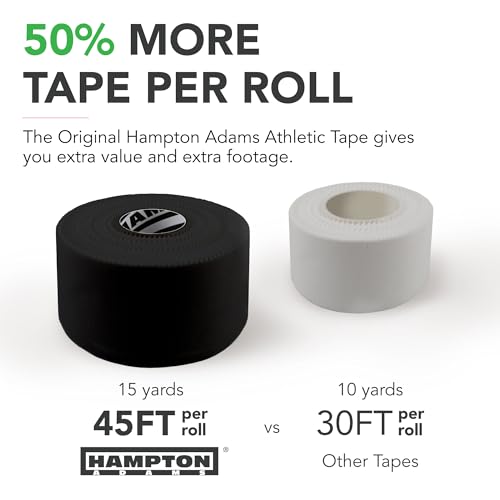 Hampton Adams | As Seen on Shark Tank | Original Sports Medical Athletic Tape (8-Pack) | 45ft Rolls | No Sticky Residue Easy Tear | for Athletes Trainers First Aid Injury Wrap | Ankles Wrist - color: black