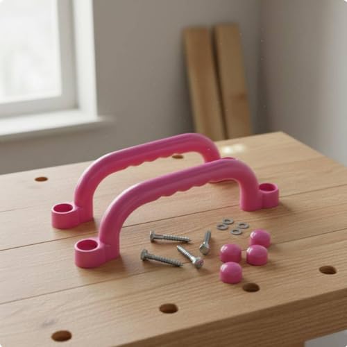 Qianly 2 Pieces Climbing Frame Handles Sturdy Construction Kids Climbing Handle Heavy Duty Playset Grips for Young Children, Orange - color: Orange