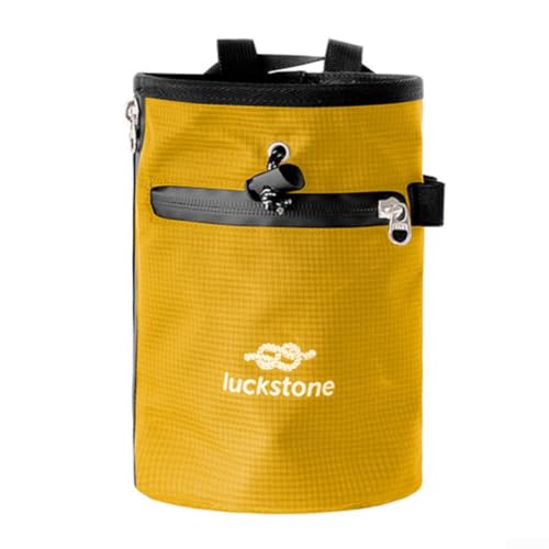 Rock Climbing Chalk Bag Featuring Stiffened Rim and Fleece Lining, No-Spill Magnesium Bag for Weightlifting Gymnastics Bouldering, 420D Fabric with Quick Clip Belt and Phone Pocket(Yellow) - size: Yellow
