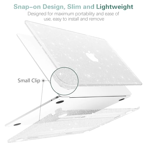 Clear Glitter Case for MacBook Air 13 inch 2021-2018 M1 A2337 A2179 A1932, Glitter MacBook Air M1 Case, Shiny Bling Sparkle Plastic Hardshell & Keyboard Cover for MacBook Air 13.3'', Transparent - color: # PC+Clear Glitter