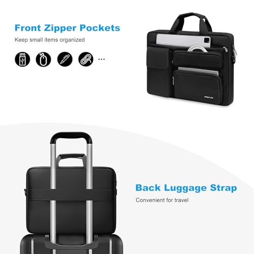 MOSISO Laptop Shoulder Bag 13.3 inch, 13-14 inch Computer Bag | Compatible with MacBook Air/Pro 13/Pro 14, HP Dell ASUS with 2 Raised&1 Flapover&1 Horizontal Pocket&Handle&Belt, Black - color: Black, size: 13.3 inch