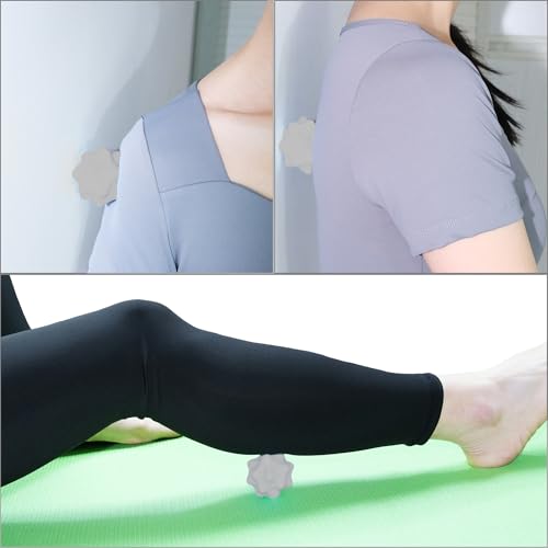 Small Spiky Massage Ball Trigger Point Massage Tool 2.2"×2.1" Gray | Solid Bumpy Massager for Deep Tissue Myofascial Release Hand Foot Plantar Fasciitis Pain Relief Knots Acupoint Yoga Fitness - color: Gray