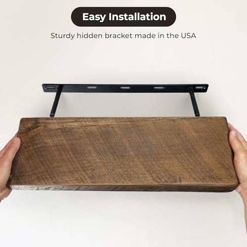 Reclaimed Wood Floating Shelves Real Solid Thick Wood Rustic Shelf Handmade - size: 18x6