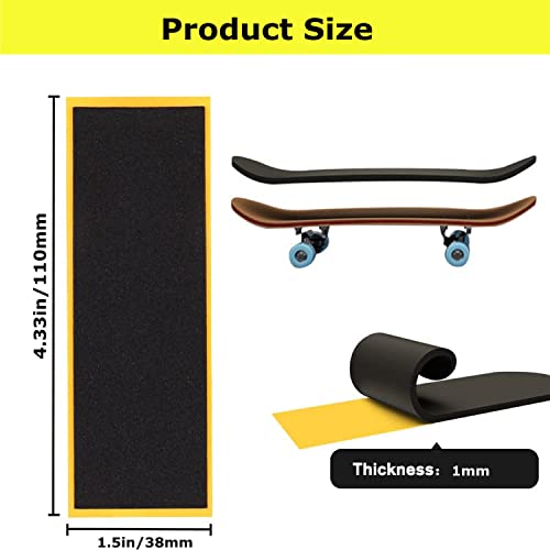 WINDIR 24Pcs Foam Grip Tape for Fingerboards,38 * 110mm Professional Black Wooden MiNi Skateboards (24pcs) - color: 24pcs