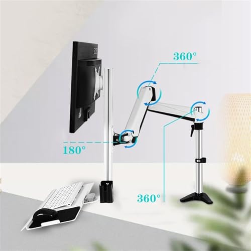 Monitor Arm, Single Monitor Desk Mount, Sit Stand Workstation with keyboard tray and mouse box, Height Adjustable gas spring Single Monitor Mount Arm, Holds up to 13.2lbs ,for Laptop, Computer ect(400 - size: 400mm