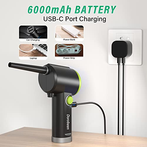 DOROBEEN Compressed Air Duster, Cordless Handheld Air Blower, Stepless Speed, 41000RPM, Portable Rechargeable Built-in Battery, Electric Air Duster for Computer Keyboard Electronics Cleaning