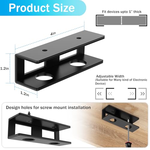 6 PCS Under Desk Laptop Mount with Anti-Scratch Silicone Pad Under Desk Holder Mount Shelf for Laptop Keyboard Storage（2 Pack） - color: Black-2 Pack