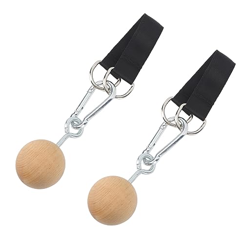 Wooden Pull Up Balls, Rock Climbing Holds Training Set, Arm Strength Trainer with Stainless Steel Hook and Nylon Webbing, Durable Exercise Equipment for Home Gym and Outdoor Workou