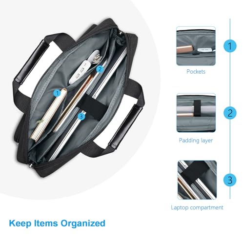 MOSISO Laptop Shoulder Bag 16 inch, 15-15.6 inch Computer Bag | Compatible with MacBook Pro 16 inch, HP, Dell, Lenovo with 2 Raised&1 Flapover&1 Horizontal Pocket&Handle&Belt, Black - color: Black, size: 16 inch