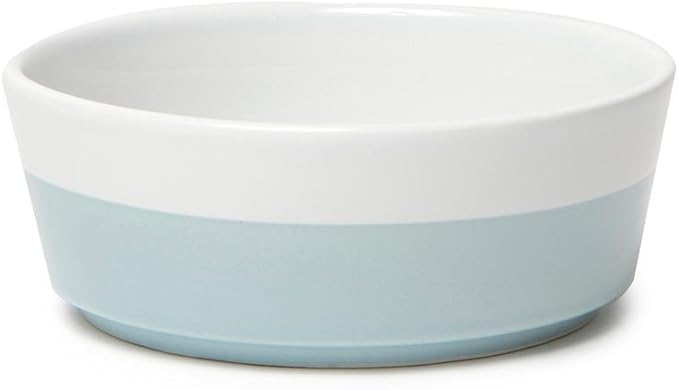 Waggo Dipper Ceramic Dog Bowl for Small and Large Breeds - Heavyweight and Durable Pet Food and Water Dish Crock, Dishwasher Safe, Modern (Medium, Cloud)